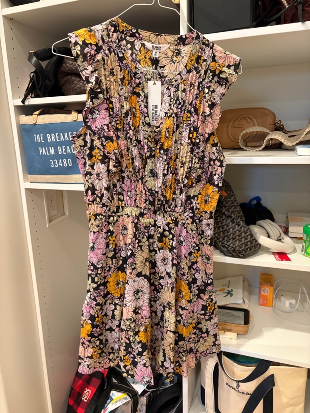 BB Dakota Floral Black Romper with Pink, Mustard & Cream Blooms